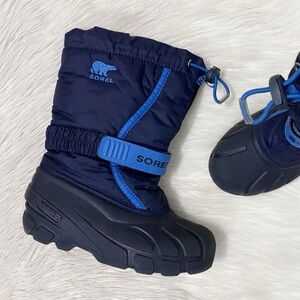 Sorel Youth Kids Boys Girls Blue Flurry Boot Felt Liner Waterproof Snow Boots